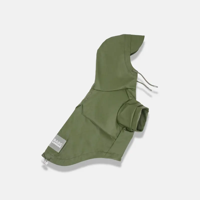Barc London's Eco-Friendly Dark Green Dog Raincoat - 100% Waterproof and Recycled PU Material 0