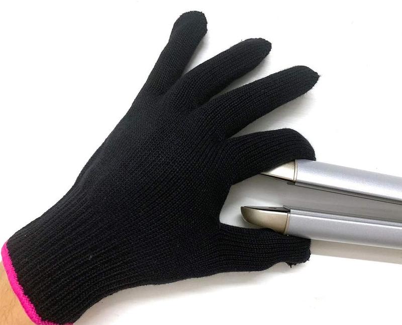 Professional Heat Resistant Glove for Hair Styling Heat Blocking for Curling, Flat Iron and Curling Wand Suitable for Left and Right Hands, 1 Piece, Pink Edge Haircare Heatless 0