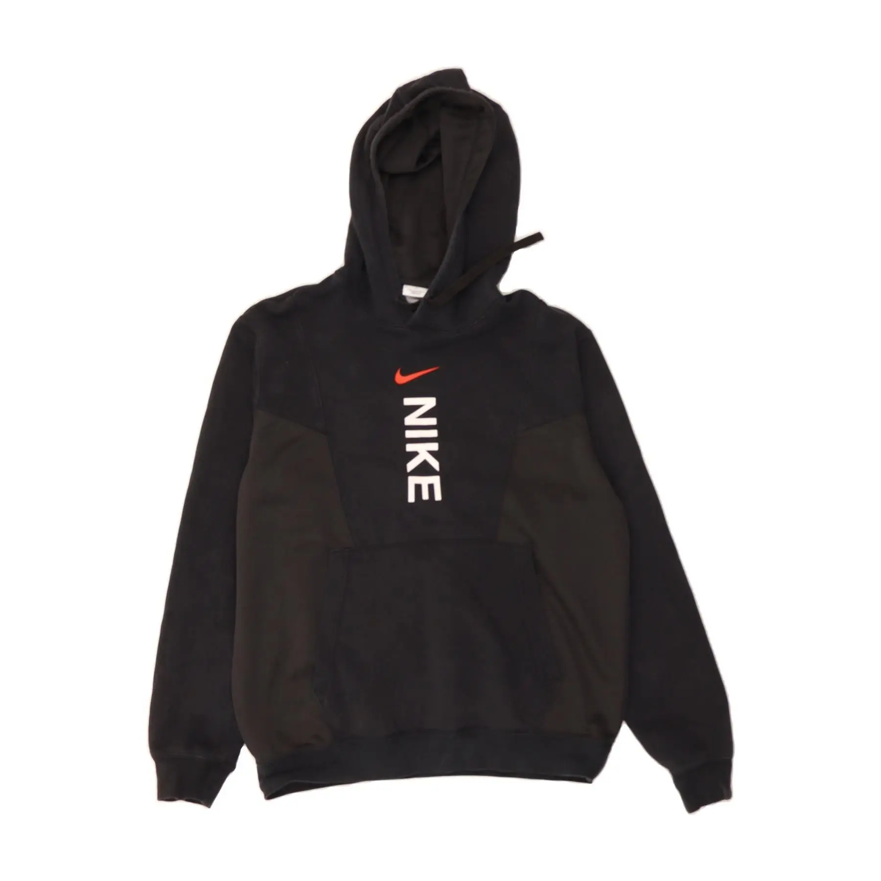 Pre-Owned Vintage NIKE Mens Graphic Hoodie Jumper Medium Black Colourblock Cotton