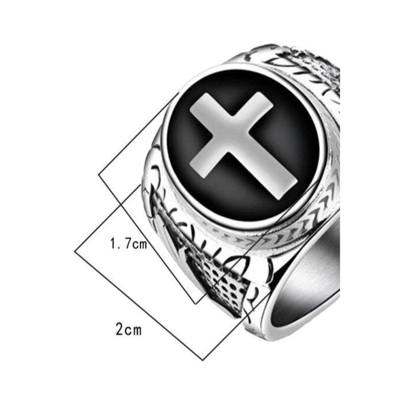 Silver Gothic Roman Detailing Cross Ring, Unisex Cross Crucifix Jewelry 2