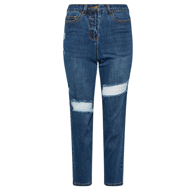PixieGirl Blue Distressed Mom Jeans 4
