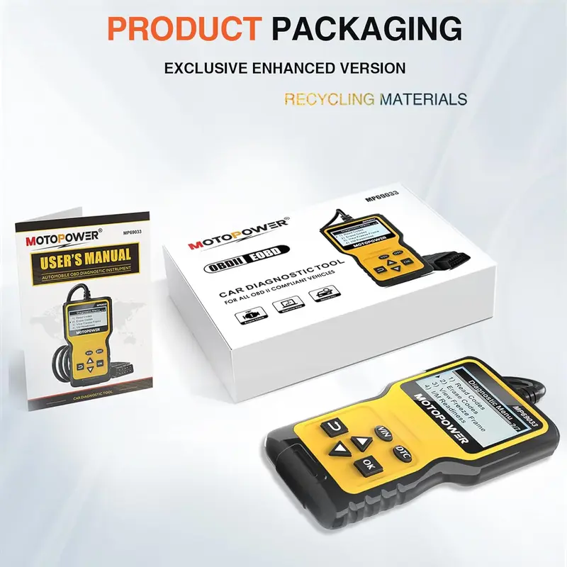 MOTOPOWER MP69033 OBD2 Scanner Universal Car Engine Fault Code Reader, CAN Diagnostic Scan Tool for All OBD II Protocol Cars 3