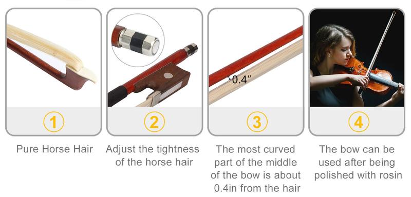 Product Introduction of New 4/4 Acoustic Violin Case Bow Rosin Black 16
