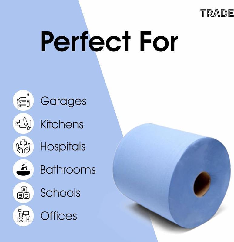 45 x Toilet rolls 3Ply, 24 x Kitchen Rolls, 6 x Blue Centrefeed Rolls, Luxury Quilted, Soft and gentle, Flushable Eco-friendly Disposable Sustainable, Family Sheets Wipes soft Bathroom Set 3