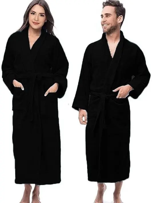 Supreme Unisex Cotton Bath Robe with Soft Collar and Long Sleeves - Highly Absorbent and Quick Drying for Ultimate Comfort - Loungewear, Womenswear Comfortable Gowns Medium Petite Shawl Nightwear 1
