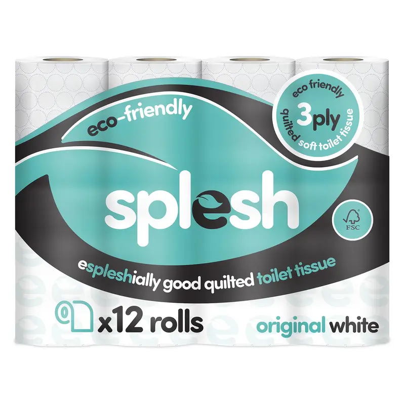 Splesh by Cusheen Quilted Luxury White 3 Ply Soft Toilet Tissue Paper 72 Rolls 1