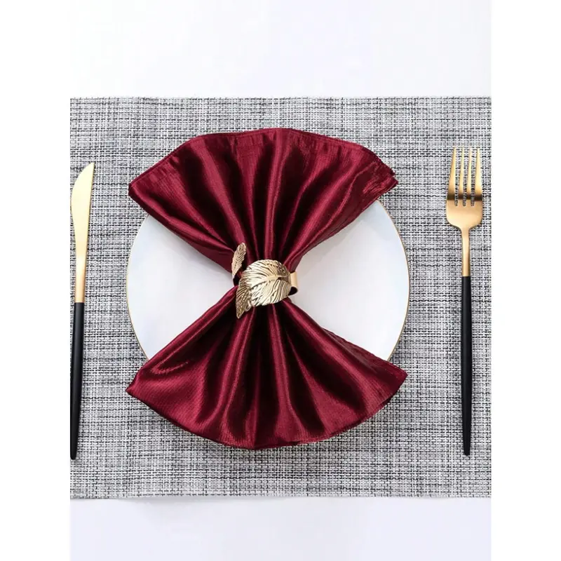 6pcs Leaf Design Napkin Ring, Minimalist Stainless Steel Napkin Holder Ring For Dinner Table Valentine DAY, Valentines Wedding, Birthday 3