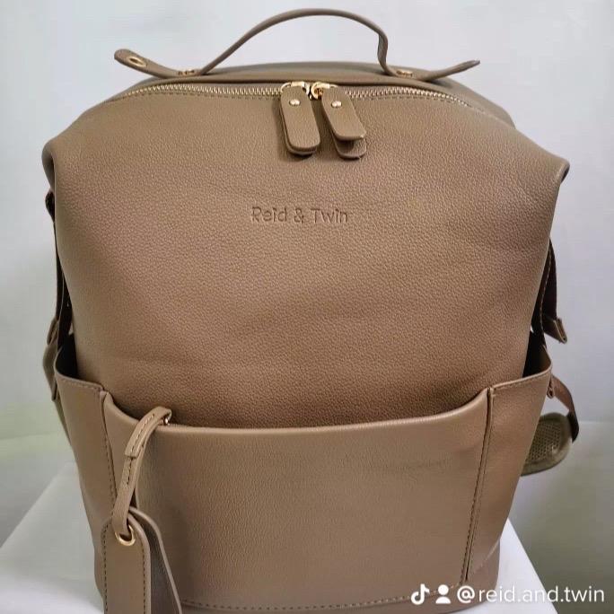 Premium Vegan Leather Changing Backpack with Reid & Twin mat and wipe pouch, Gold YKK Zips, Large Capacity Diaper Bag for Baby with Insulated Pockets and Pram Clips 4