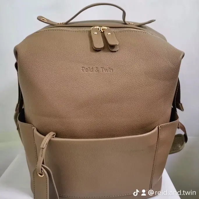Premium Vegan Leather Changing Backpack with Reid & Twin mat and wipe pouch, Gold YKK Zips, Large Capacity Diaper Bag for Baby with Insulated Pockets and Pram Clips 4
