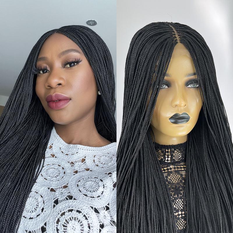 Micro Box Braided Wig - Micro Braids Wig - Braided Wigs for Women - #1b 7