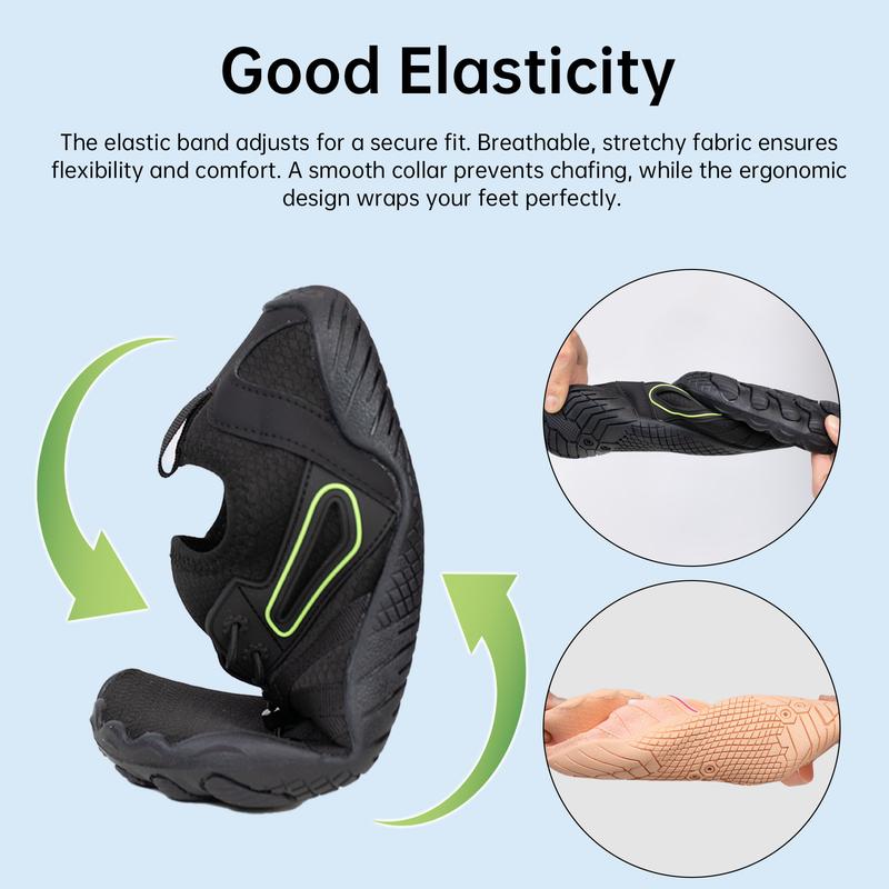 EVELLYHOOTD Barefoot Shoes Men Women Slip-on Five Toes Creek Water Shoes Swim Trail Running Beach Water Trainers for Gym Swim Snorkeling Surfing Unisex [Wide Feet One Size up] 7