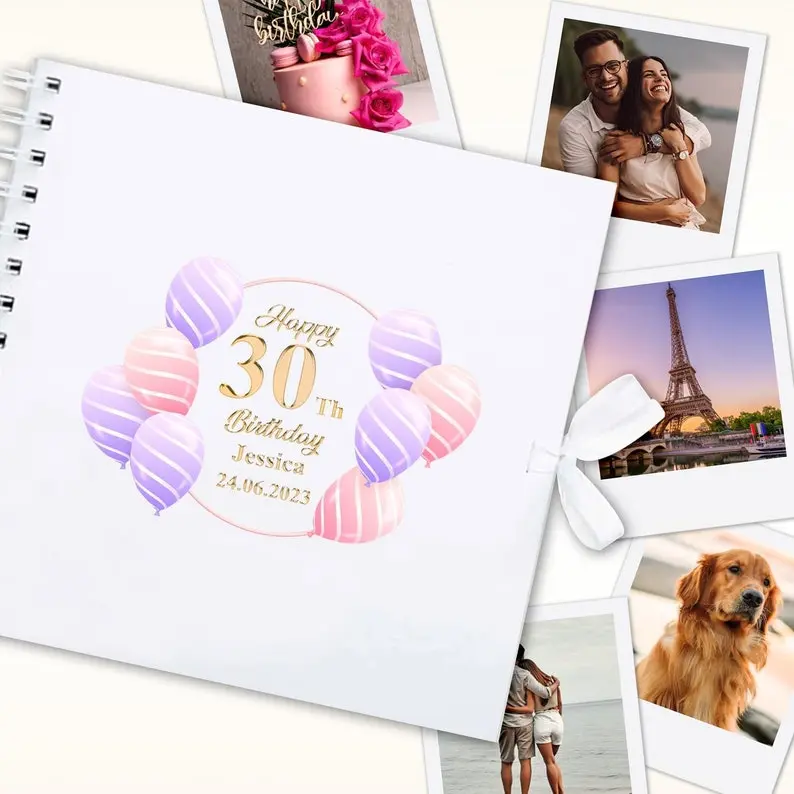 Personalised Birthday Scrapbook Guest Book Handmade Birthday Photo Album Scrap Book Memories 21st 18th 30th 40th big Birthday 1