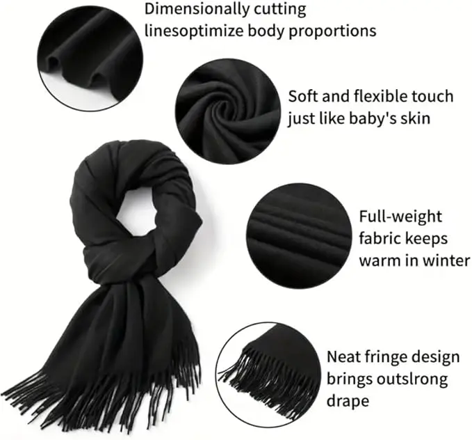 Womens Winter Warm Scarves Plain Soft Touch And Cozy Scarves For Girls Women Plain Neck Scarves shawl 3