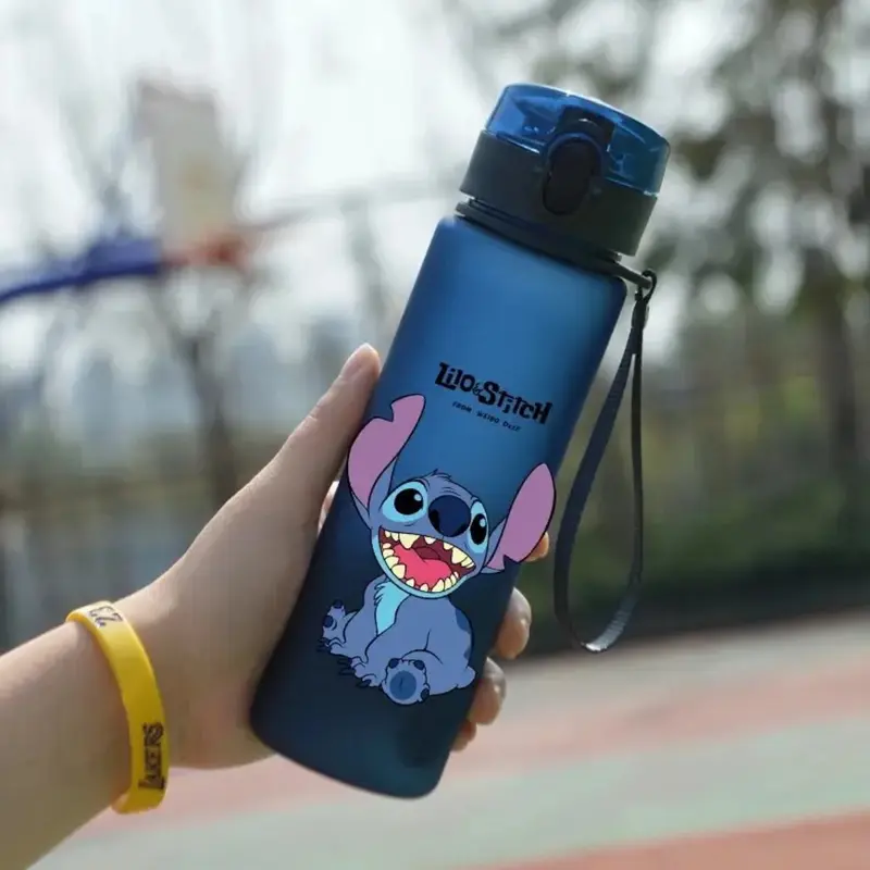 560ML Stitch Cartoon Water Bottle Cup Grey & Blue Portable Plastic Large Capacity Clear Cup Outdoor Sports Water Bottle - Anime - 18 Different Designs - Perfect Birthday / Christmas Gift 2