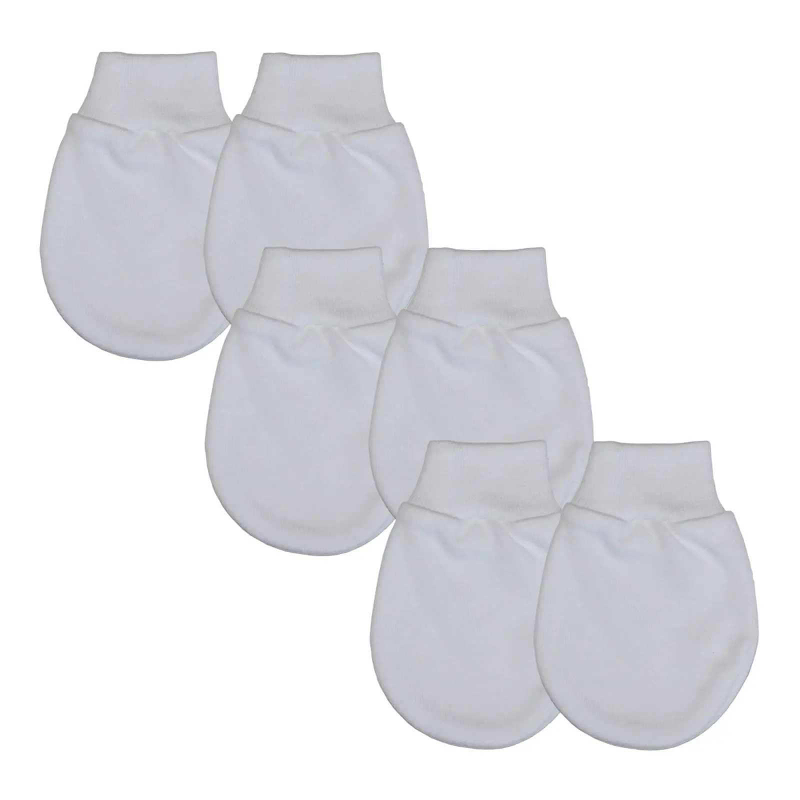 Baban Baby Scratch Mitts - 3 Pairs, 100% Cotton, Pink, Blue, Cream, White, One Size