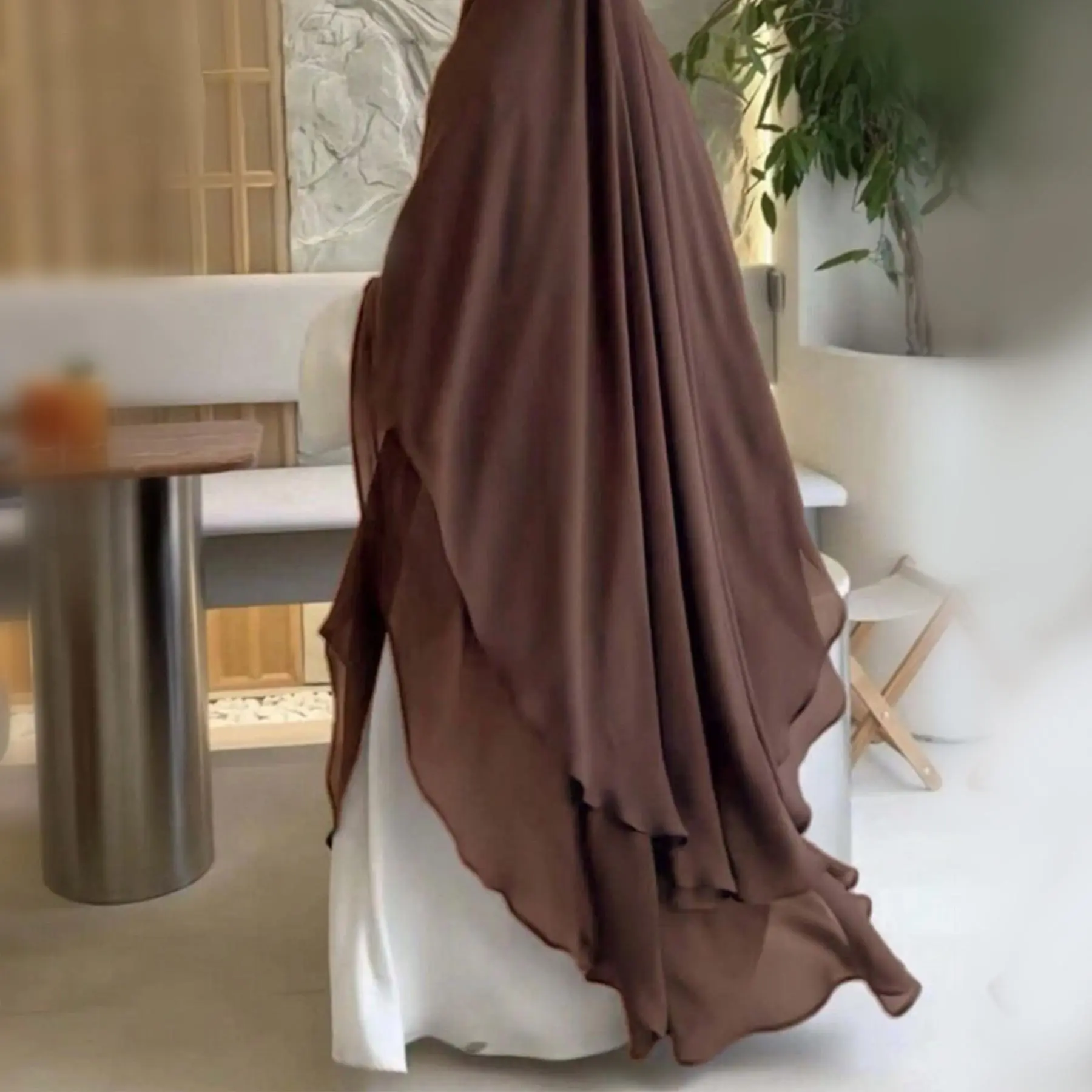 HS1000 Pleated Double - Layer Silk Long Turban