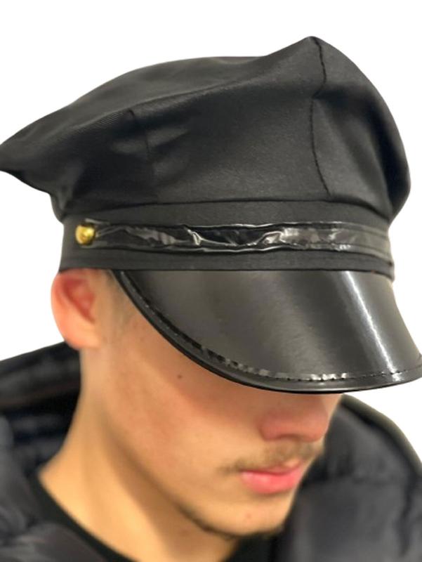 Adults Black Peaked Chauffeur Hat Limo Taxi Driver Fancy Dress Party Hat 6