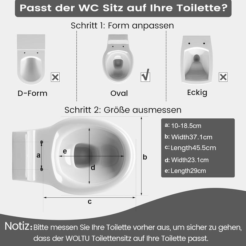 WOLTU Quick Release Toilet Seat with Soft Close Slow Hinge Attached Fittings Antibacterial for Bathroom 5