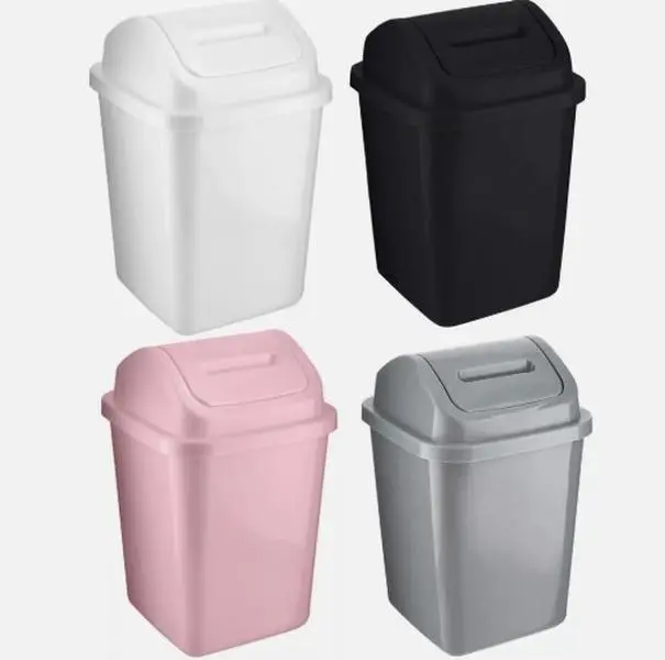 5L Bathroom Bin Swing Top Dust Bin Plastic Waste Paper Basket Office Kitchen New