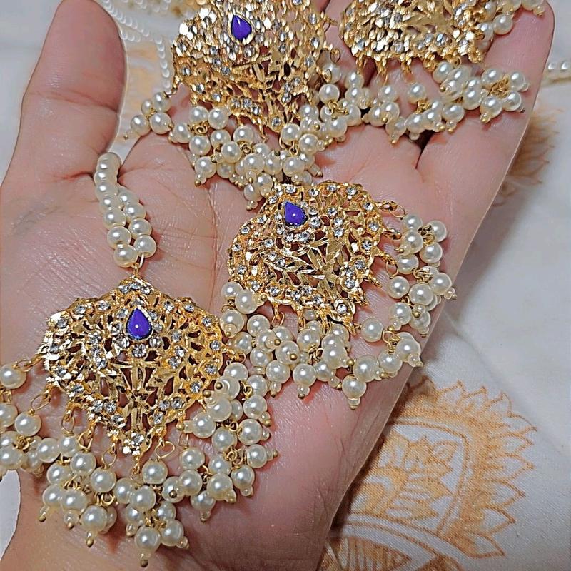 haydrabadi pendant set with white pearl 2