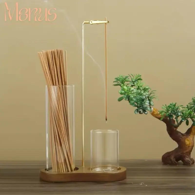 Incense Holder without Incense, Clear Glass Incense Burner, Desktop Ash Catcher Incense Holder, Home Decor for Meditation Yoga Relaxation, Men'S Gifts Scent Aroma Light Oak Woody