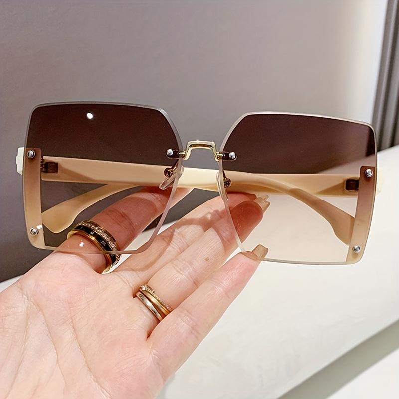 Product Introduction of Rimless Fashion Sunglasses For Women Men Casual Shiny Gradient Glasses For Summer Beach Vacation Travel 0
