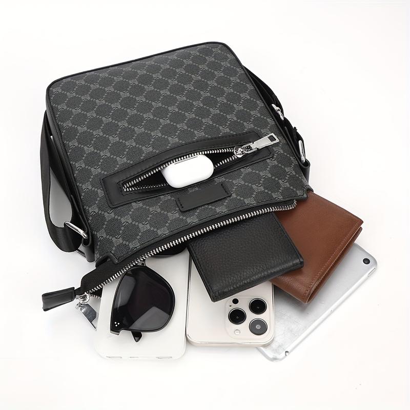1 pza bolso bandolera Retro de PU, bolso de hombro de moda Simple, opción Ideal para regalo, para hombre de negocios 4