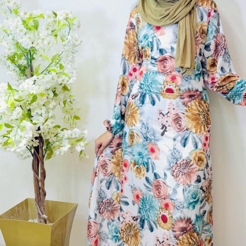 May modesty  floral Chiffon Maxi Dress with Belt, Fully Lined, Size 50-58 - Casual, Womenswear Great quality 5