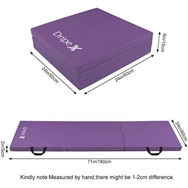 Folding Gymnastics Exercise Mat with Carry Strap - 5cm Thick Foam PU Leather Non-Slip Home Gym Yoga Mat 3