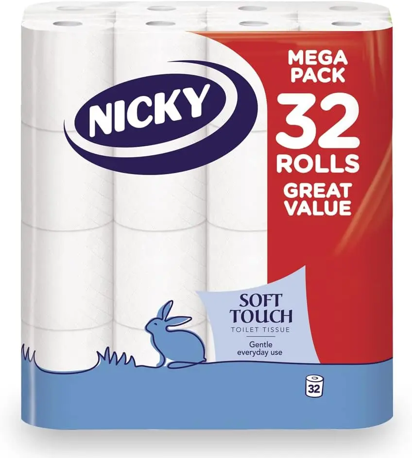 Soft Touch Toilet Tissue |Extra Value Pack – 32 Rolls of Extra Gentle White Toilet Paper |200 Sheets per Roll| 2-ply | Modern Embossing |Easy Opening | 100% FSC Certified Wipes