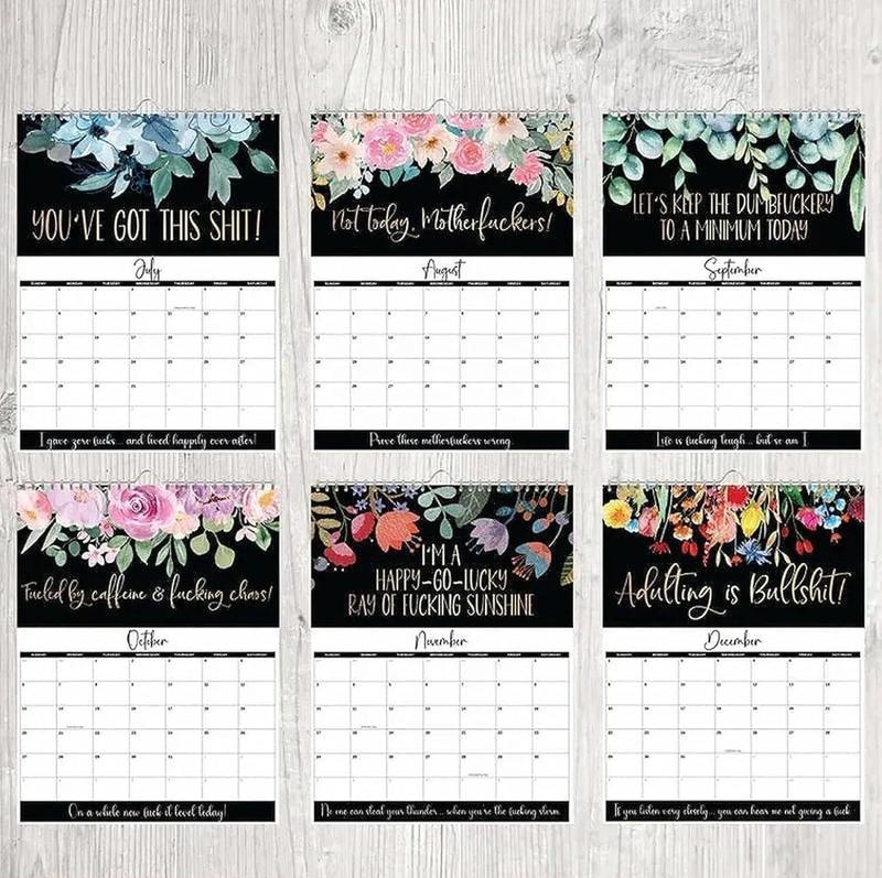 Clucking Good 2025 Tired Women Calendar, Funny Wall Hanging Weekly Organizer, Novelty Year Planner with Flower Stress Relief Gift 3