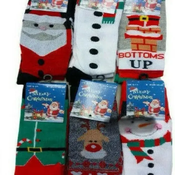 Menswear - 12 Pairs of Santa Festive Christmas Cotton Rich Novelty Xmas Socks for Men - Man 0