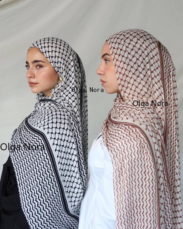 Olga Nora ON1180ON Chic Islamic Chiffon Hijab with Lattice Design square  hijab 2