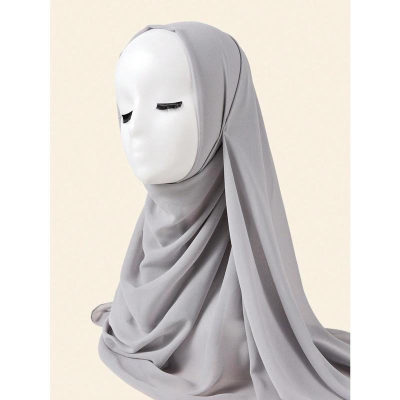 1pc Abaya Accessories Lady Beach Accessories Solid Color Chiffon Beach Shawl Sunscreen Scarf Suitable For Daily Use Headband Soft Hijab Women Veil 2