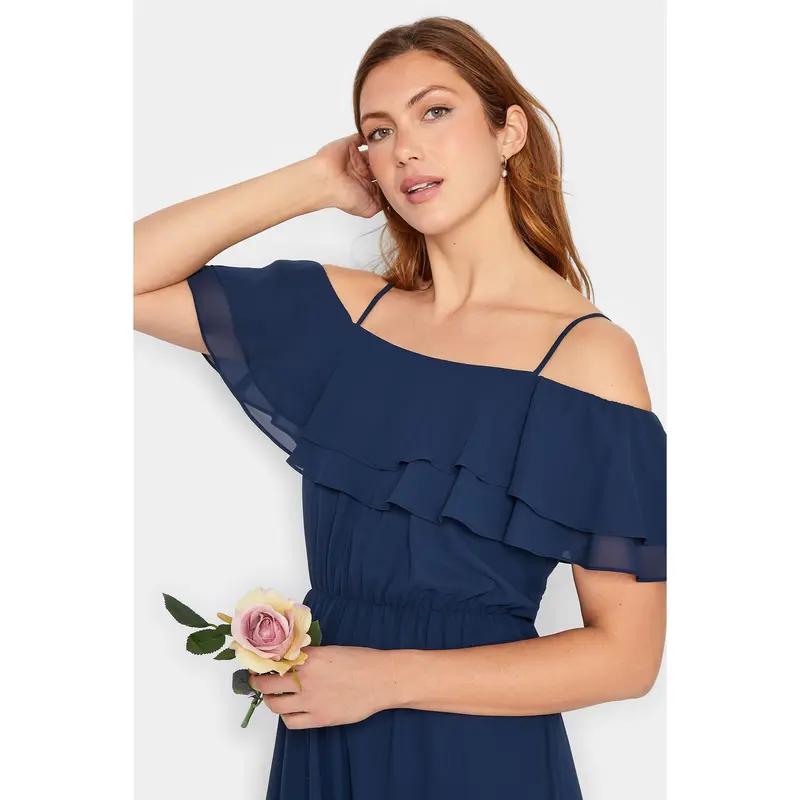 LTS Tall Navy Blue Ruffle Maxi Dress 3