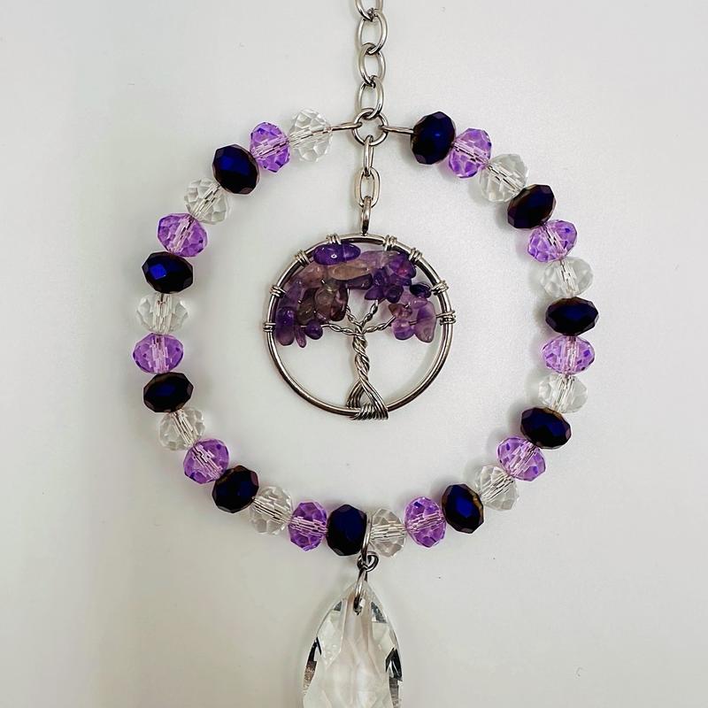 Amethyst Tree Of Life Sun Catcher Handmade Hanging Home Decor Natural Crystal 2 Sizes Available 4