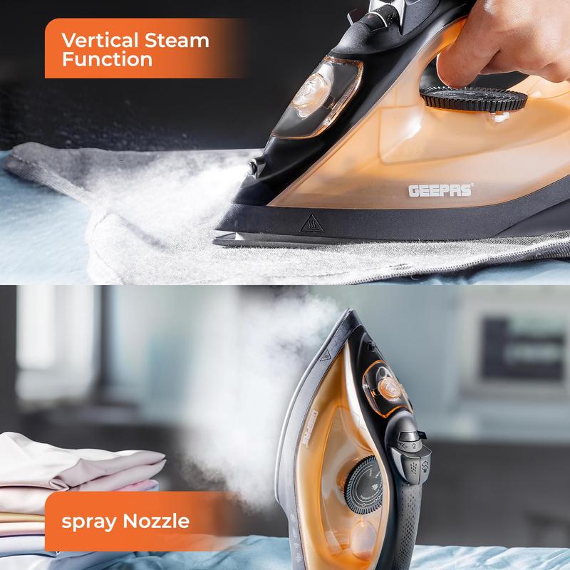 Steam Iron 1800W Non-Stick Soleplate Dry/Steam Iron Adjustable Temperature Gold 3