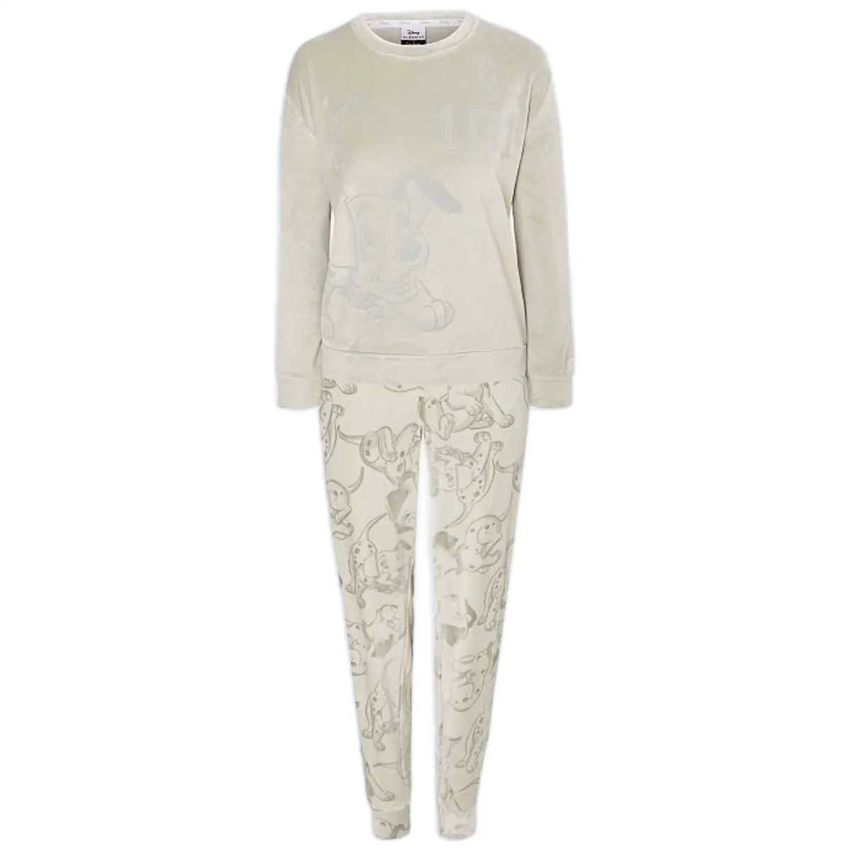 Disney Ladies 101 Dalmatian Velour Grey Soft Touch Pyjama Set
