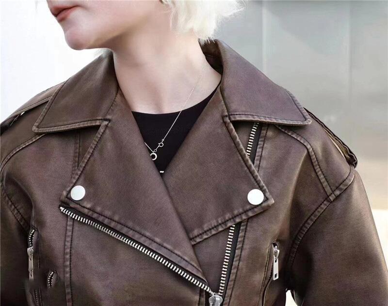 Product Introduction of 2024 Leisure Motorcycle PU Leather Jacket Clothing Womenswear Athletic Bohemian Style 7