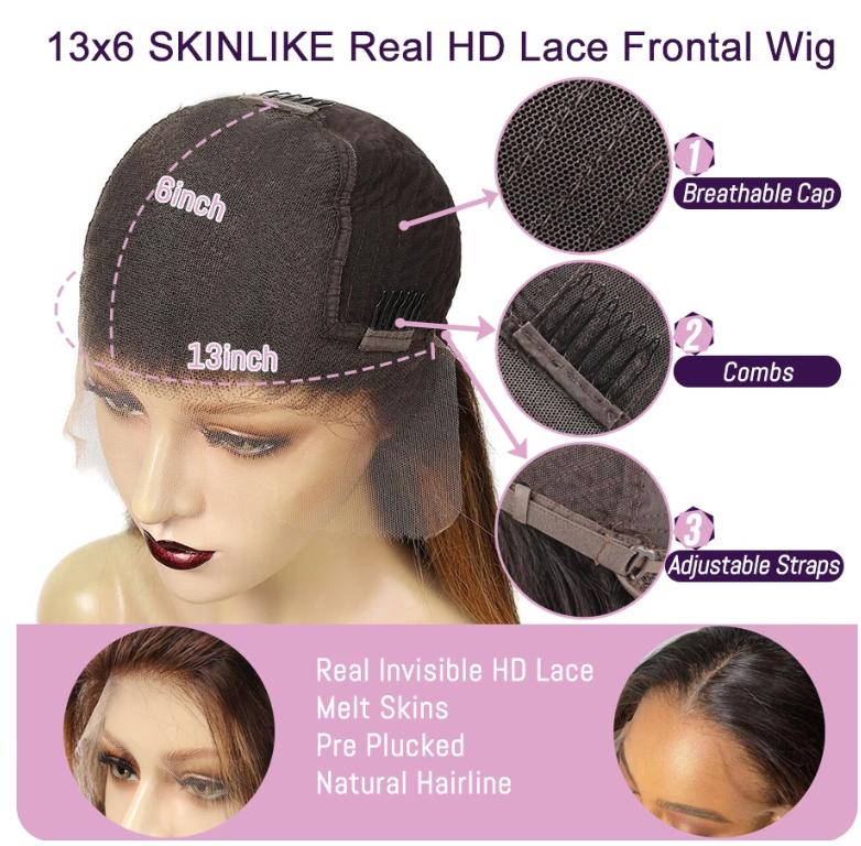 Lumio Custom Made Straight Frontal Wig - Human Hair Lace Front Wig 13x6 glueless 7