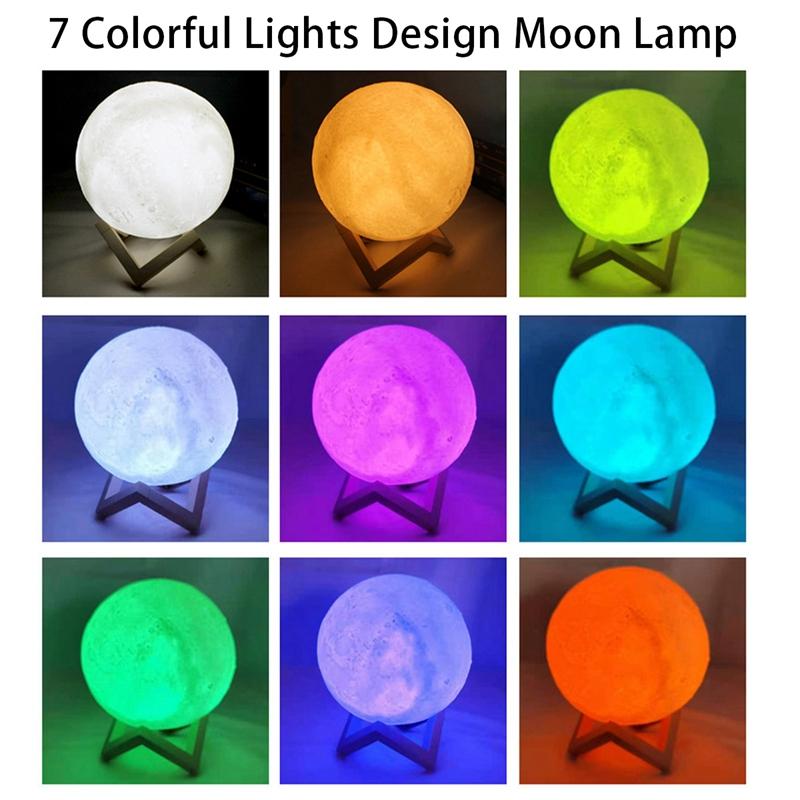 Product Introduction of 8Cm Moon Lamp LED Night Light Battery Powered with Stand Starry Lamp Bedroom Decor Night Lights Kids Gift Moon Lamp 4
