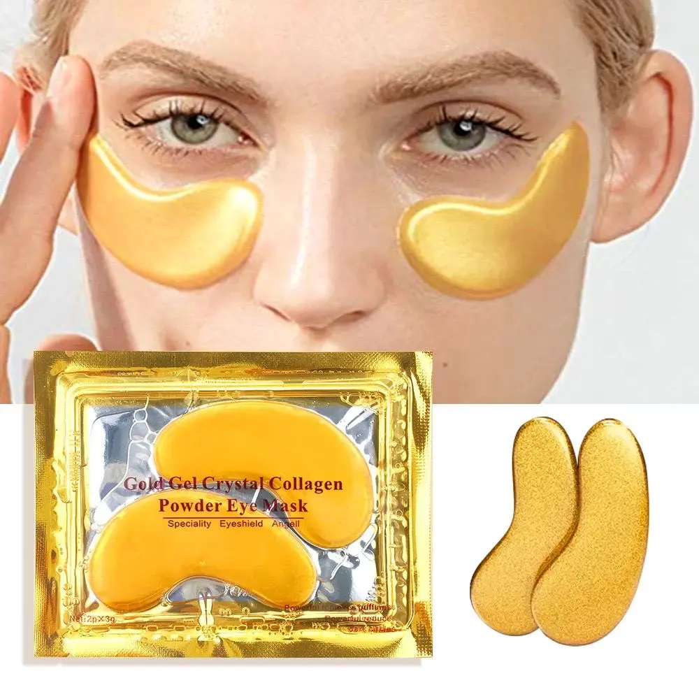 Golden Collagen Crystal Eye Mask - 10pcs- Hydrating & Firming Eye Patches for Dark Circles & Eye Bags - Hyaluronic Acid, Comfort Skin Care Moisturizer Moisturize Moisture Hydrate Serum Pack Moisturizing