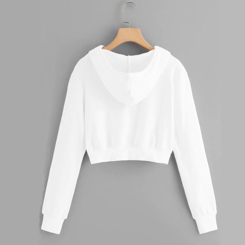 Product Introduction of Zip Up Hoodie Women Solid Color Crop Top Y2k Aesthetic Hooded Tops Loose Leisure Academy Cardigan Tracksuits Autumn Sweatshirts 102