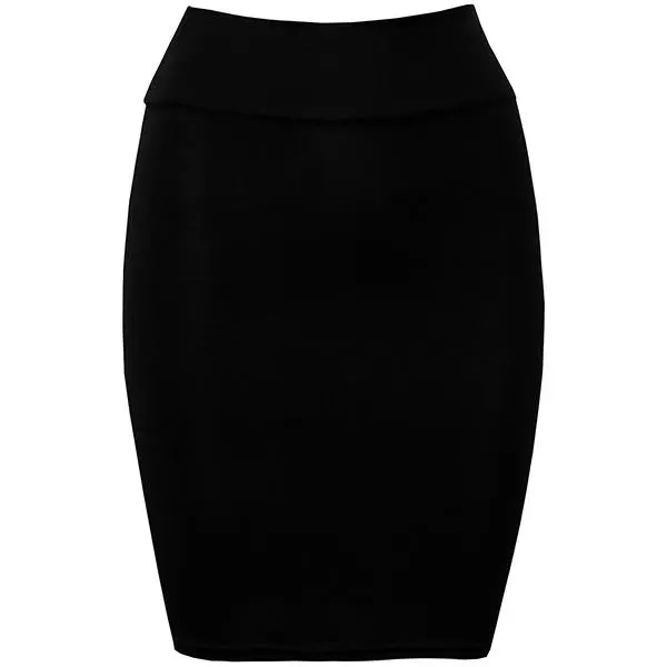 Womens Ladies Plain Office High Waisted Bodyhug Bodycon Mini Pencil Fitted Skirt