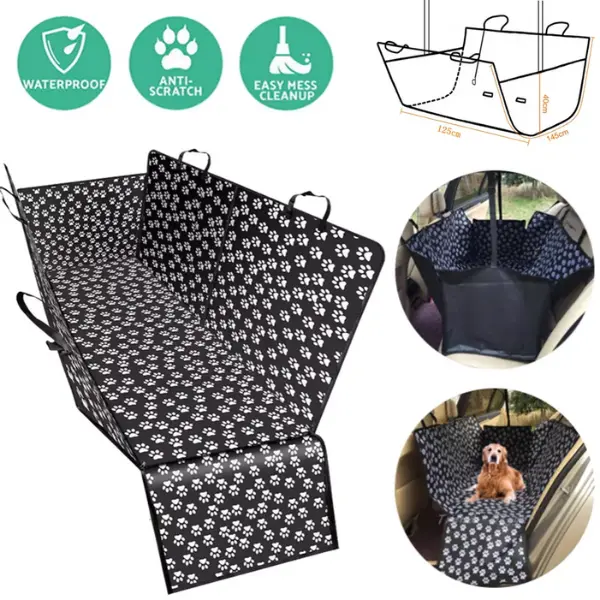 Car Rear Seat Cover, Baceyong Cat Dog Waterproof Protective Cover Hammock Mat Pattern Waterproof Pet Cat Dog Back Seat Cover Hammock Non-Slip Protective Mat Black