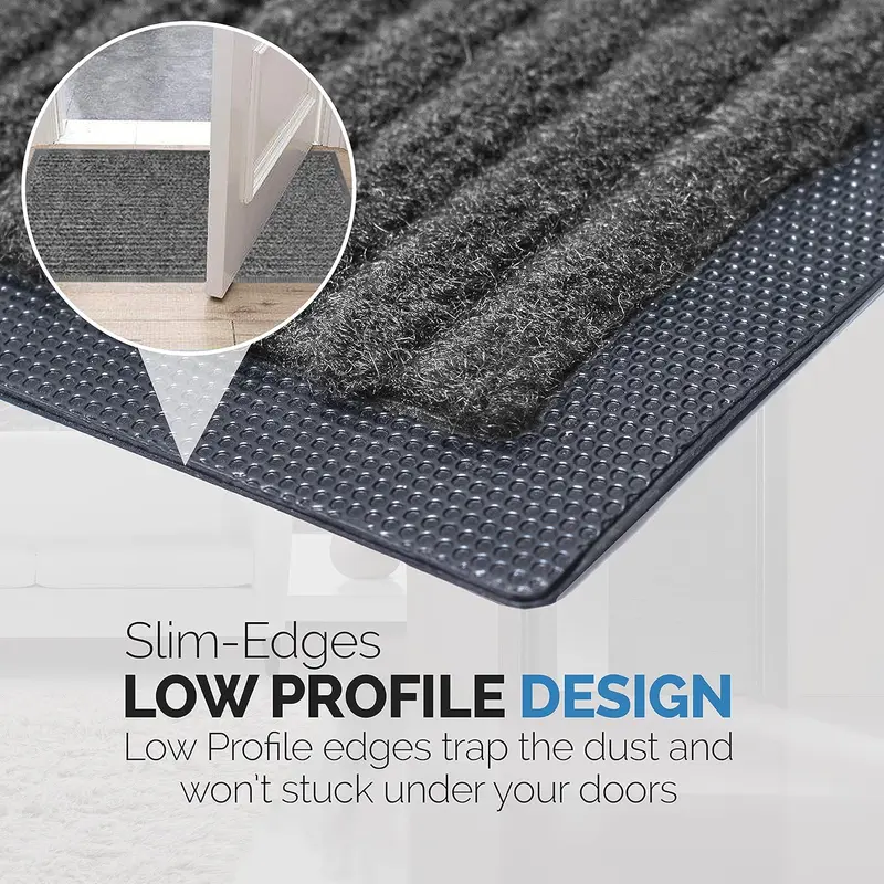 Dirt Trapper Door Mat for Indoor & Outdoor - Anti Slip Heavy Duty Waterproof Rubber Doormats - Washable Rug Mat & Front Door Carpet for Home Kitchen & Office (Grey, 44 x 75 cm) 3