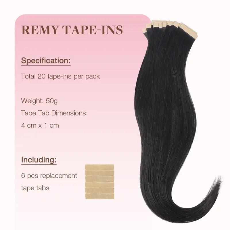 GOOGOO Hair Extensions Tape in Human Hair Natural Straight 1