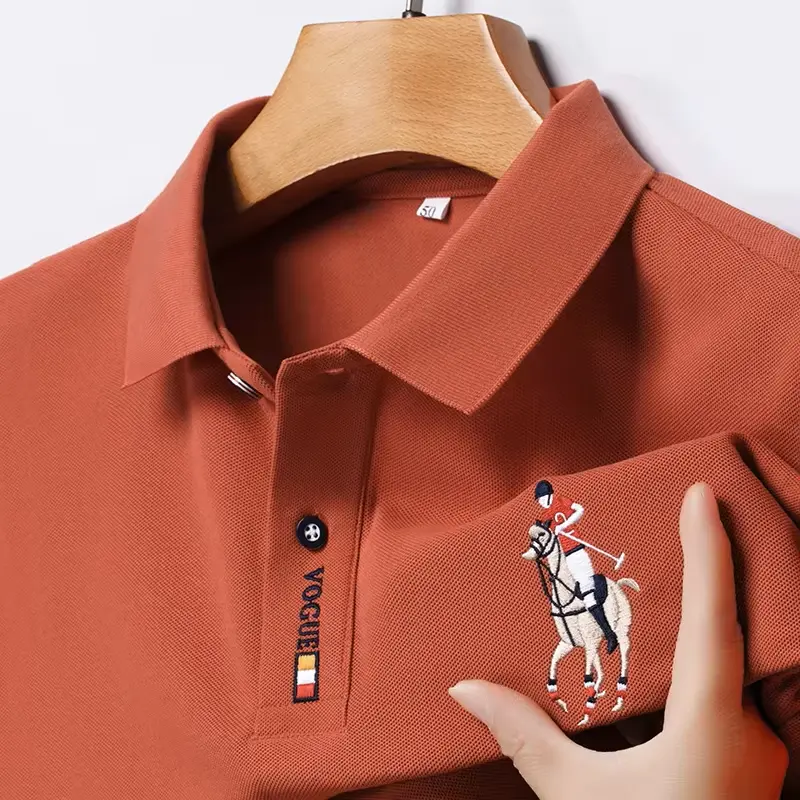 Men’s Embroidered Casual Polo Shirt | Short-Sleeved Top | Stylish Wear Menswear Soft Classic Collar