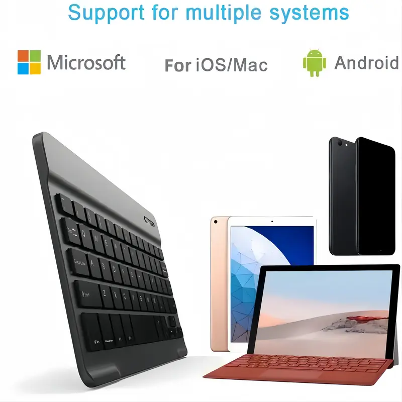 Product Introduction of Wireless Keyboard, Mini Keyboard For IPad IPhone Mobile Phone Tablet Laptop, 4 Colors Available, Slim And Mute Multi-Device, Support Three Systems, For Android IOS Windows System Devices. Stylish Portable And Convenient Universal Multi-Device Mini Wireles 1