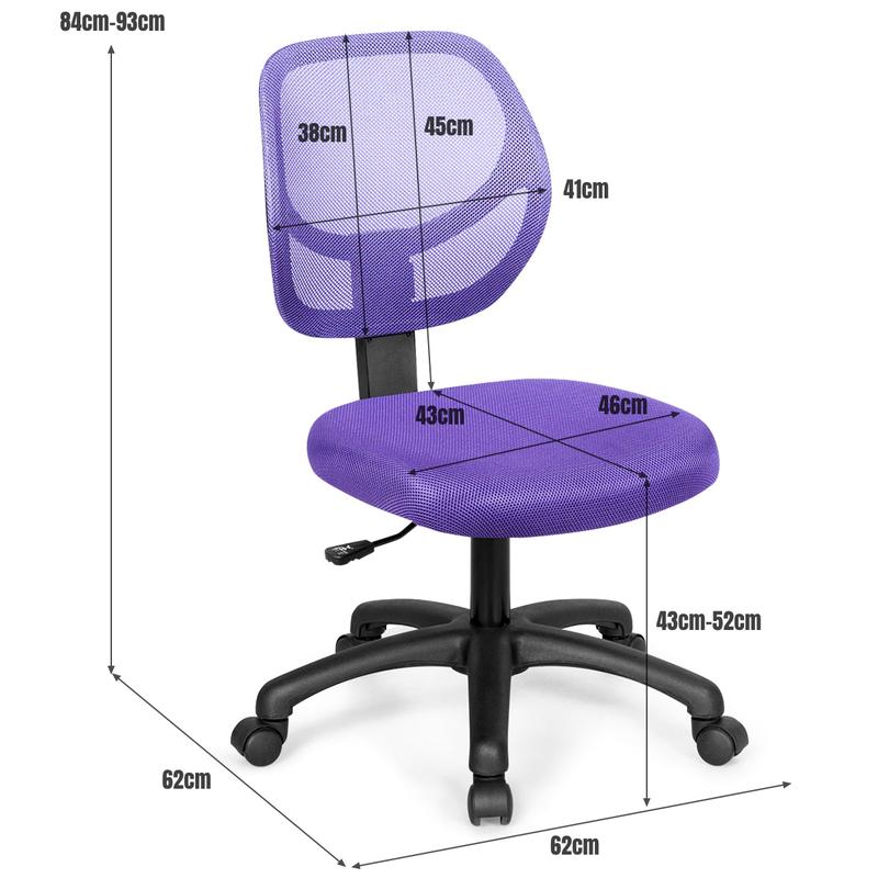 Adjustable Swivel Kids Office Chair with Lumbar Support-Purple 3